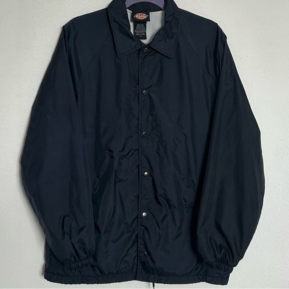 Dickies Jacket Mens Small Blue Snap Button Fleece Lined Windbreaker